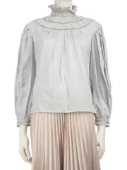 Etoile Grey Linen Embroidered Top
