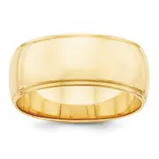 Solid 10K Yellow Gold 8mm Half-Round Edge Men's/Women's Wedding Band Ring Size 10