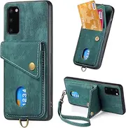 Compatible with Samsung Galaxy M14 5G Wallet Cover,Compatible with Samsung Galaxy M14 5G SM-M146 Card Holder [PC+TPU+PU] 3 in 1 Kickstand Phone Case Green