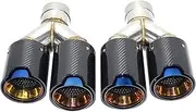 Compatible For BMW Retrofit Y-twin Carbon Fiber Universal Carbon Fiber Exhaust tip Muffler Tip Nozzle(Blue IN64 OUT 93mm)