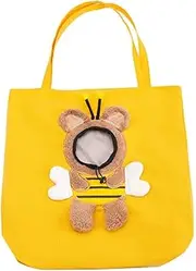 Pet Shoulder Carrying Bag, Cute Bee-Shaped Pet Canvas Shoulder Bag Cat Carrier, Portable Cats Small Pet Canvas Tote Chest Bag, Pet Carrier for Small Dogs and Cats (Yellow, L)