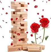 tortoise Lust Tower Block Game for Adults, Super Naughty Couples Games Grown Ups Valentine Tumbling Tower Stacking Puzzles Blocks Game Wooden (54 Pcs)