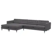 LANDSKRONA 5-seat sofa, with chaise longues/Gunnared dark grey/metal