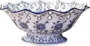 1 PCS Ceramics Fruit Bowl Porcelain Fruit Basket Blue and White Porcelain Creative Fruit Basin Vegetable Storage for Kitchen, Living Room, Party