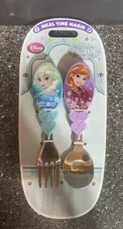 DISNEY FROZEN SPOON & FORK MEAL TIME MAGIC SET - NEW