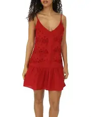 [Belle & Bloom] Sunny Afternoon Embroidered Dress in Red