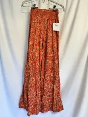 Oneil Childs Sz L Red Viscose Pants Floral NWT Ret $44