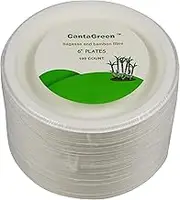6" Compostable Plates,100 Count Heavyduty Sugarcane/Bagasse and Bamboo Fibre Biodegradable Disposable Paper Plates