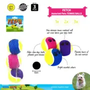 3 / 6 / 9 Pcs Fetch Pet Tennis Balls Assorted Bright Colours Good Exercise