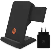 STM ChargeTree Go 3-in-1 Wireless Charging Stand iphone, AirPods, & Apple Watch with AU 20W Wall Plug Black
