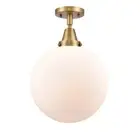 Innovations Beacon 1 Light 12" Flush, Brushed Brass/Frosted - 447-1C-BB-G201-12