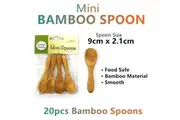 20pcs Mini Natural Bamboo Wooden Spoon Scoop Small Kids Food Safe Tea Stirrer