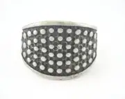 Dotted Adjustable Ring Antique Silver Plated brass (18mm 8US inner size) 3274