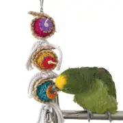 Bird Toys, Parrot Toys with Bells, Parrots Cage Chewing Toy Multicolored Bite To