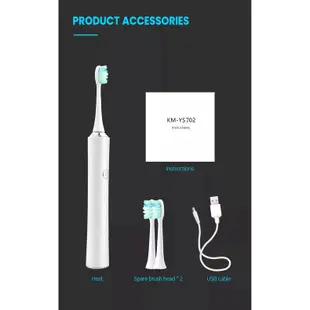 KEMEI 科美超聲波美白電動牙刷一次充電 110 天 42,000 VPM 3 種模式成人可充電牙刷