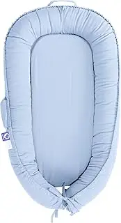 CooCooBaby Infant Lounger, Baby Nest Cover for Baby Girls & Boys, Newborn Essentials for Baby 0-12 Months, 100% Cotton Breathable, Co Sleeper Portable Travel Bed (Baby_Blue)