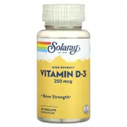 Solaray, High Potency Vitamin D-3, 250 mcg, 60 Vegcaps