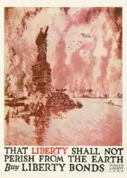 1918 WWI attack on USA burning Statue of Liberty Buy Bonds NEW POSTER 18 x24