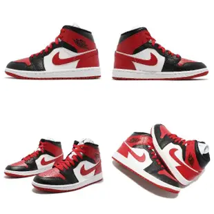 【NIKE 耐吉】Wmns Air Jordan 1 Mid 女鞋 男鞋 黑 紅 Bred Toe 芝加哥 AJ1(BQ6472-079)