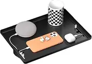 Bedside Shelf for Bed, College Dorm Room Essential, Clip On Nightstand Organizer, Bedside Table with Charging Slot, Bunk Bed Shelf, Floating Nightstand Bed Side Table Tray, Table Storage (Black)