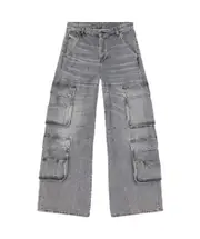 Diesel 1996 D-Sire Wide-Leg Cargo Jeans 24,25,26,27,28,29 BLACK DENIM