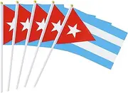 5 Pack Cuba Cubans Mini HandHeld Stick Flag,Suitable For Various Holiday Parties,And National Flag Day.