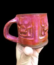 Pink Skull Handmade Ceramic Mug Studio Pottery Art Lin Kensington 8 Oz Coffee