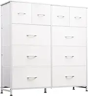 [WLIVE] White Dresser for Bedroom with 10 Drawers, Tall Chest of Drawers for Bedroom, Storage Drawer Unit, Organizer Unit for Hallway, Closet