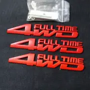Red Matte 4WD FULL TIME Metal Front Grille + 2x Sticker Decal Badge Sport Motors