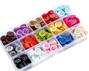 5/8 Inch (15mm) 15 Colors Assorted Buttons for Sewing Flatback Multicolored