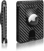 [Kingly] Trace Wallet | Smart Airtag Wallet Men | Full Grain Leather Mens Wallet with Airtag Holder | Air Tag Wallet RFID Blocking | Money Clip Wallets for men w/pull tab | Minimalist Trackable Wallet,
