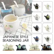Ceramic Japanese Oil Vinegar Dispenser Bottle Condiment Jar Container Pot Set