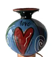 Hand Painted Embellished Bud Vase Love, Laugh, Live, Dream Vibrant Colors Signed