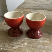 Orange Red - LE CREUSET Footed Egg Cup Holder NWT 2nd Choice Stoneware SET OF 2