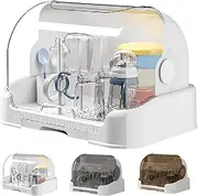 Baby Bottle Storage Box, Dustproof Drying Rack With Lid and Removable Drip Tray for Bottles, Teats, Cups, Pump - Countertop Storage