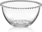 Fitz and Floyd Beaded Glass Fruit Serve Salad Bowl, 8.25 Inch, Clear