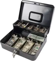 Locking Cash Box with Lock,Money Box with Cash Tray,Lock Safe Box XL large
