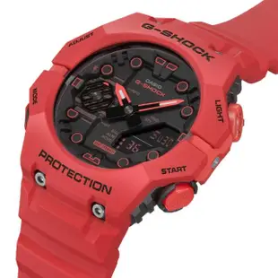 【CASIO 卡西歐】G-SHOCK 全新錶殼智慧藍芽碳纖維核心防護雙顯錶-紅(GA-B001-4A 創新結構)