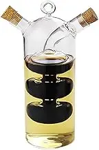 AIMALL Dual-Purpose Transparent Glass Oil and Vinegar Dispenser, Creative Kitchen Spice Bottle with Cork Seal, 4.5 x 6.7 Inches