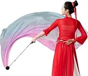 [Generic] Multi-Color Dance Silk Veil Poi,Colorful Silk Poi Flags with Poi Ball - Elegant Belly Dance Poi Streamer, Gradual Colors Silk Scarf Veil for Flow Arts, Worship and Dance Practice