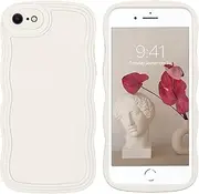 BENTOBEN for iPhone SE 3/2 (2022/2020)/8/7 Case, Wavy Soft TPU Curly Frame, Cute Curvy Shape Wave Anti-Slip Shockproof Silicone Protective Cover for iPhone 7/8/SE 2nd/3rd Gen 4.7 inch, Antique White