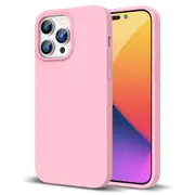 ZUSLAB iPhone 14 Pro Max Case Liquid Silicone Anti-Scratch Gel Rubber Shockproof Protective Cover with Soft Microfiber Lining for Apple (2022) - Pink