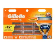 Gillette Fusion5 Refills Razor Blades with Lubrication Strip 12 Cartridges NEW