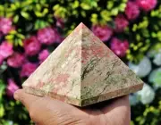 Large 95MM Beautiful Natural Green Unakite Stone Metaphysical Pyramid Point