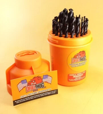 Drill Hog® 29 Pc Drill Bit Set 1/16" to 1/2" Super Pig Steel+ Lifetime Warranty