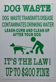 Dog Waste Transmits Disease Contaminates Drinking Water Sign(White, ..)