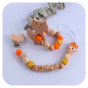2pcs/set Personalised Dummy Clips Wooden Teether Set Pacifier Holders Soother