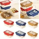 Square Divided Food Container Box with Tableware Picnic Fresh Box Student