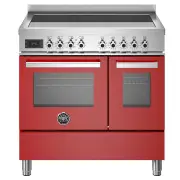BERTAZZONI Pro 900mm Cooker 5 Zone Induction, Electric Double Oven - Red PRO95I2EROT
