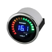 Autotecnica Electronic Voltmeter Volt Gauge LCD Digital Dual Display Black 52mm